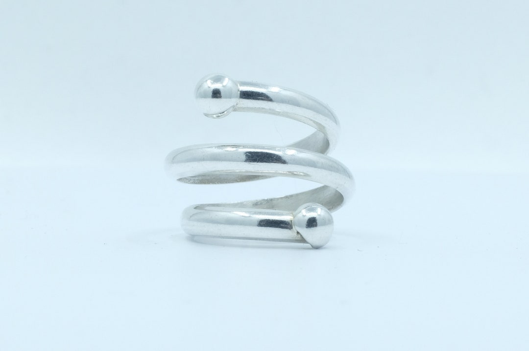 Long Spring Ring Sterling Silver Modern Spring Ring (4) - Etsy