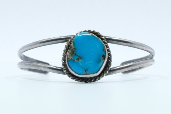 Sterling Silver Turquoise Vintage Navajo Cuff Bra… - image 1