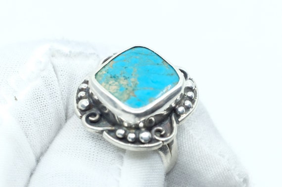 Sterling Silver Turquoise Filigree Ring - image 7