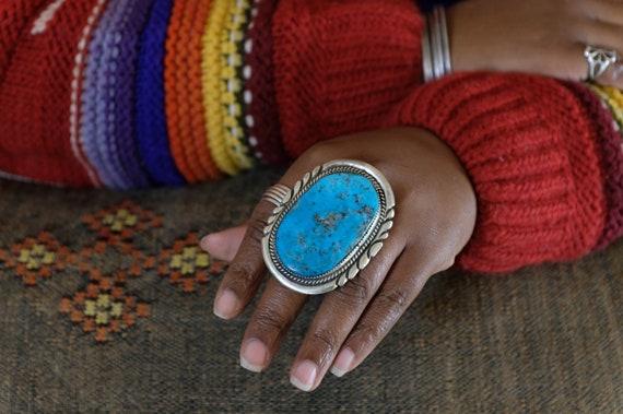Sterling Silver Turquoise Navajo Ring - image 10