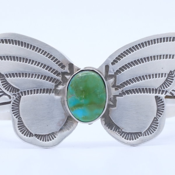 Sterling Silver Sonoran Gold Turquoise Rick Enriquez Navajo Butterfly Cuff Bracelet