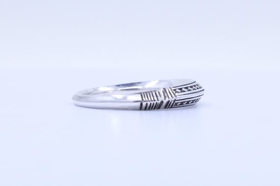 Fine Silver Etched African Tuareg Stacking Ring - image 4