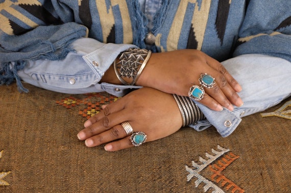 Sterling Silver Turquoise Filigree Ring - image 9