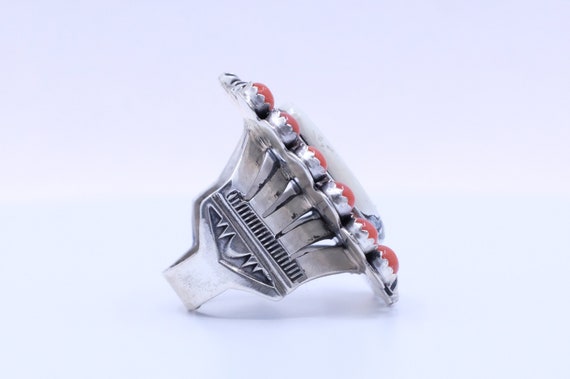 Sterling Silver Coral and White Buffalo Aaron Toa… - image 4