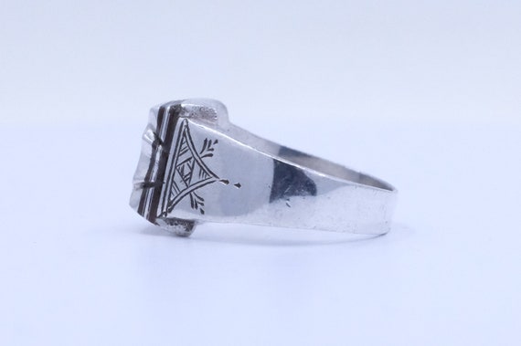 Sterling Silver and Ebony Etched African Tuareg R… - image 2