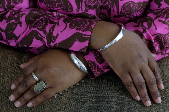 Sterling Silver Geometric Bangle - image 10