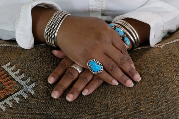 Sterling Silver Turquoise Navajo Ring - image 9