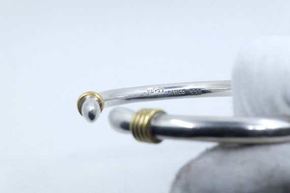 Sterling Silver and Brass Accented Hinged Bangle … - image 8