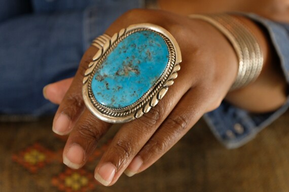 Sterling Silver Turquoise Navajo Ring - image 9