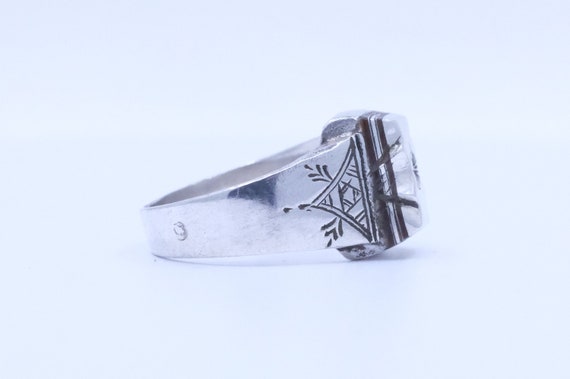 Sterling Silver and Ebony Etched African Tuareg R… - image 4