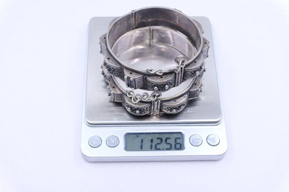 Silver Moroccan Hinged Bracelets (Pair) - image 5