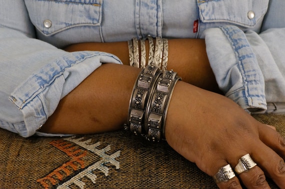 Silver Moroccan Hinged Bracelets (Pair) - image 10
