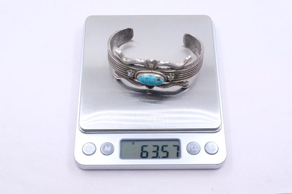 Sterling Silver Turquoise Sandcast Navajo Cuff Br… - image 5