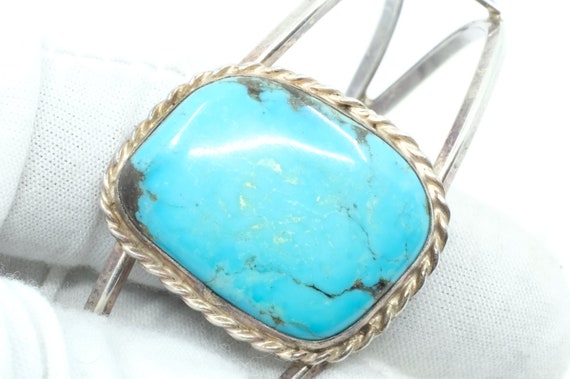 Sterling Silver Turquoise Vintage Navajo Cuff Bra… - image 8