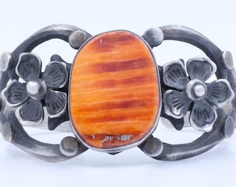 Sterling Silver Orange Spiny Chimney Butte Cuff Bracelet