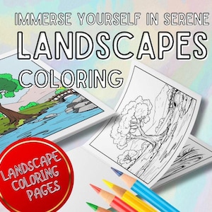 Landscape, Trees & Waterfalls Coloring Pages for Adults – Printable Nature Scenes for Relaxation
