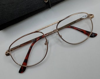 Nieuw! Leesbril vintage look, retro bril, veiligheidsbril, klassiek, pilotenbril, dames/heren bril, leesbrillen +1 +1.5 +2 +2.5 +3 maat 54