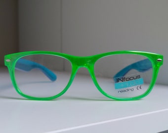 Nouveau! Lunettes de lecture jaune vif et vert, lunettes jaune vif, gafas de lectura vert/bleu vif, lunettes grossissantes, remarquable +1,00 +1,50