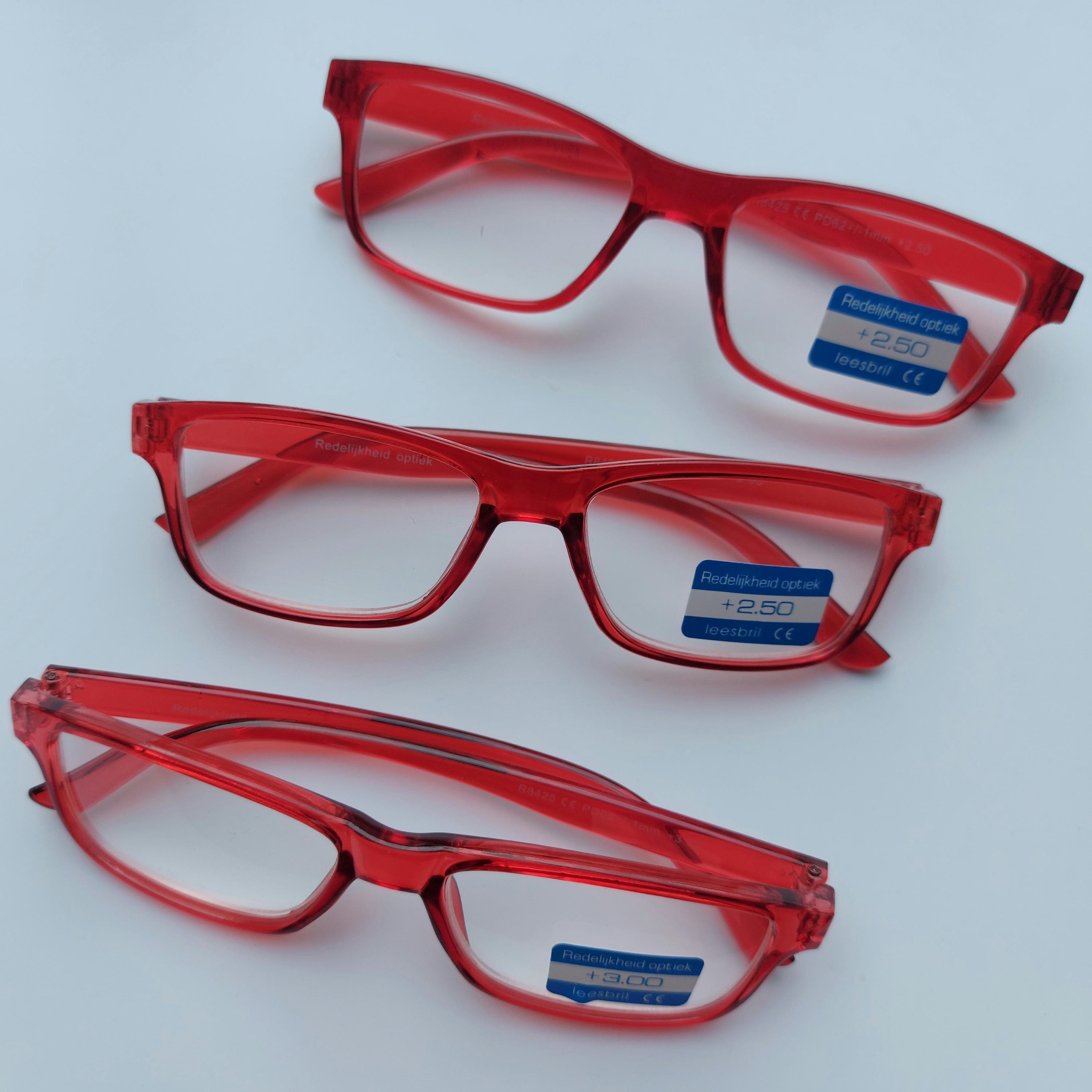 New! Bright red reading glasses, bright red glasses, bright red gafas de lectura, magnifying eyewear, remarkable +2.50 and +3.00 (model 4)