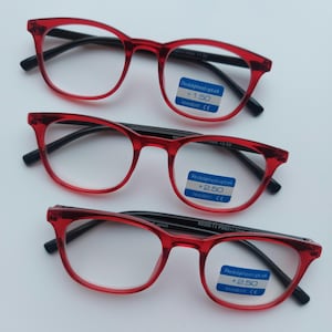 New! Red reading glasses, red reading glasses, lectura glasses, magnifying eyewear +1.50 +2.50 (model 11)