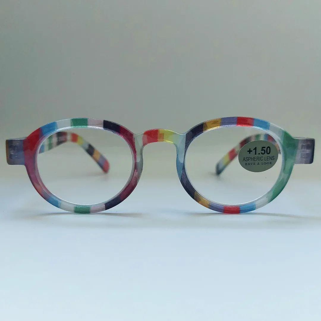 Novità! Occhiali da lettura rotondi, a righe, a bastoncino di