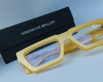 Toute nouvelle collection Hoeksche Brillen, lunettes de lecture jaunes avec filtre bleu +0 +1 +1,5 +2 +2,5 +3 +3,5. Lunettes (de lecture) à filtre jaune bleu, Brille