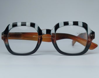 New! Luxury large black/brown reading glasses from the French brand K-Eyes +1.00 +1.50 +2.00 +2.50 +3.00, large reading glasses, fashion statement