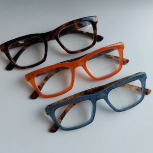 Reading glasses, rectangular reading glasses, blue front piece, brown temples, +1.50 +2.00 +2.50 French design, high quality, readers, gafas