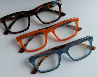 Reading glasses, rectangular reading glasses, blue front piece, brown temples, +1.50 +2.00 +2.50 French design, high quality, readers, gafas