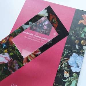 Magnifying bookmark, sketchbook, still life flowers Jan Davidsz. de Heem, painter, art, bookmarks, magnifying glass, gadget, gift idea