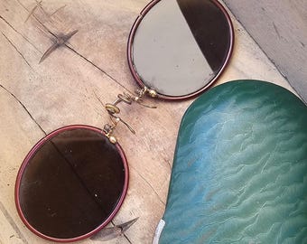 Occhiali da sole pince-nez antichi, anteojos quevedos antiguos, Zwicker Brille antichi, occhiali da sole dorati, Pince-Nez EN-GEE-P