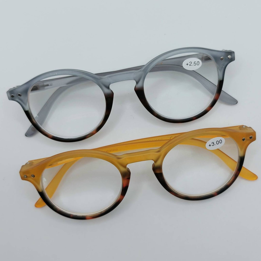 New Collection Reading Glasses, Yellow Brown, Gray Brown Frame
