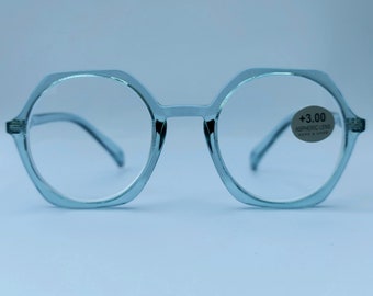 Nouveau! Grandes lunettes de lecture rondes vertes, lunettes de lecture rondes vertes, oversized, eyewear, mode, style, Lesebrille, fashion, style, idée cadeau,