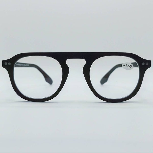 Nouveau! Lunettes de lecture aviateur, noir mat. Style avant-gardiste et élégant. Taille 42-16 Lunettes de lecture, noir mat. Texture en caoutchouc. Lunettes de lecture.