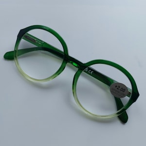New! Large round degrade green reading glasses, round green reading glasses, oversized, eyewear, fashion, style, gafas de lectura, vintage fashion