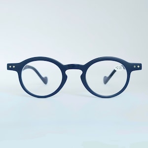 Matt Blue Reading Glasses - round glasses reading glasses. Reading strength possible in +1 +1.50 +2 +2.50 +3 +3.50. Ladies and men&#39;s glasses