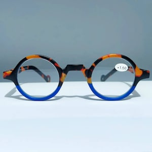 New! Round reading glasses, color blocking, matt tortoise brown and blue, gafas de lectura, readers, +1.00 +1.50 +2.00 +2.50 +3.00 +3.50