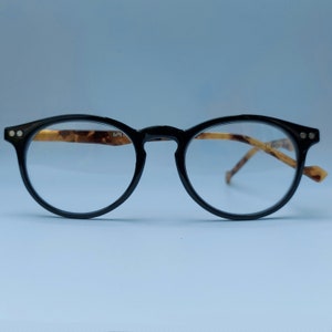 Schwarze Lesebrille, schwarze runde Lesebrille, +1 +1,5 +2 +2,5 +3 +3,5, Vergrößerungsleser, schwarze Vorderseite, braune Bügel, Luxusbrille