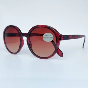 New round brown/red aubergine sunglasses, degrade lenses, Danish brand, Have A Look, Denmark, gift for her, sunglasses, gafas de sol