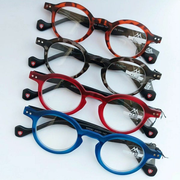 Nuovi occhiali da lettura rotondi, Arancio/marrone e avana grigio. +1,00 +1,50 +2,00 +2,50 +3,00 e +3,50. Bella, di qualità ordinata, inclusa la custodia per gli occhiali.