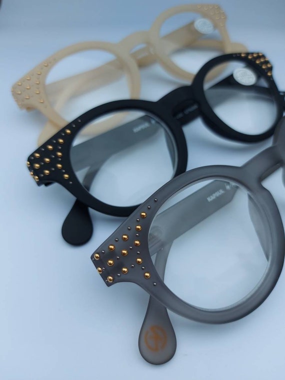 New Reading Glasses Black Rubber Glasses Vintage Shape Subtle Studs Stylish Bold Round Shaped Glasses Original Fashionable Design Etsy