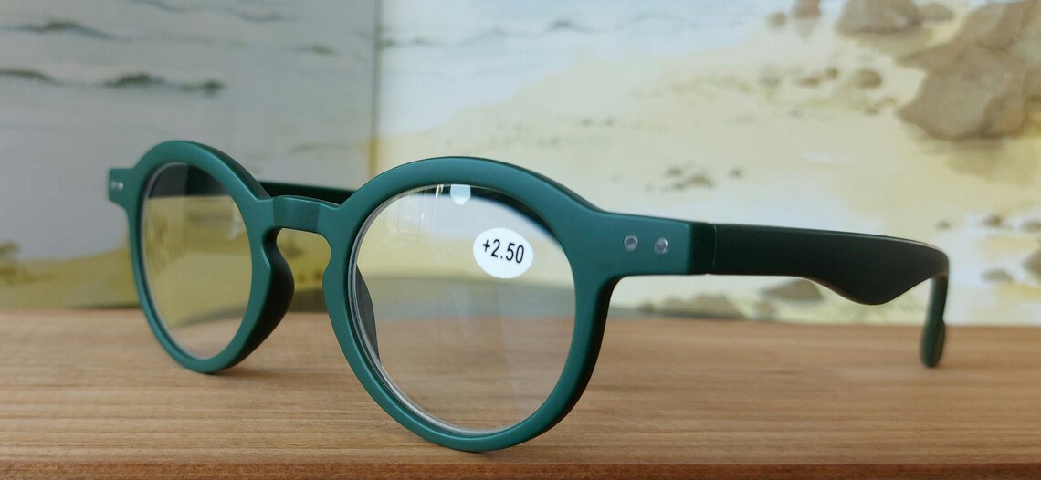Matt Green Reading Glasses Matte green round reading Etsy