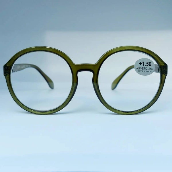 Nieuw! Grote ronde groene leesbril, green round reading glasses, oversized, eyewear, fashion, style, gafas de lectura, vintage mode, retro