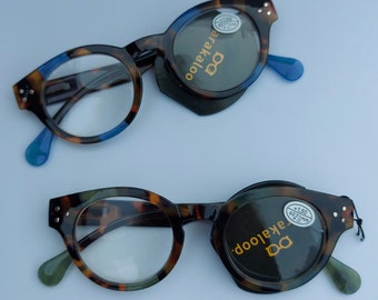 Nouveau! Lunettes de lecture rondes robustes, marque française Karakaloop, style vintage, marron/vert, marron/bleu, lunettes de lecture, gafas de lectura, oculos