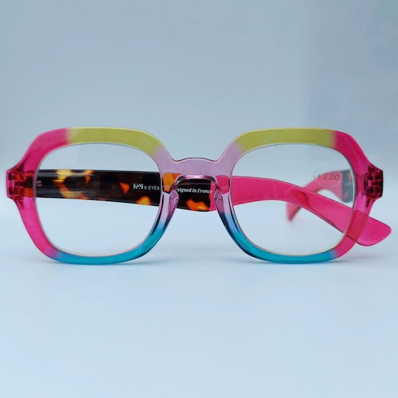 Nuovo Occhiali da lettura grandi e colorati di lusso della marca francese K Eyes 1.00 1.50 2.00 2.50 3.00 occhiali da lettura grandi dichiarazione di moda Etsy Italia