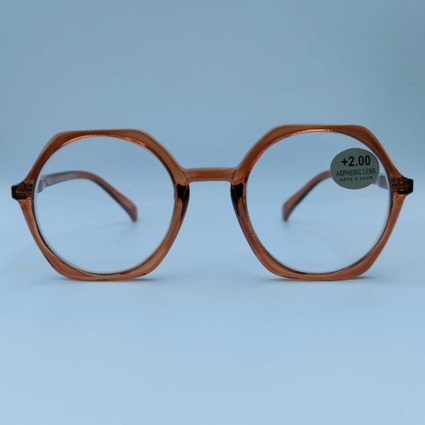 New! Large round brown reading glasses, brown round reading glasses, oversized, eyewear, fashion, style, gafas de lectura, fashion, style