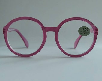 New! Large round pink reading glasses, pink round reading glasses, oversized, eyewear, fashion, style, gafas de lectura, vintage fashion, ret