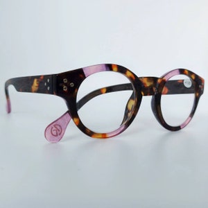 New! Round robust reading glasses pink/brown tortoise. Superb quality +1 +1.50 +2 +2.50 +3 +3.50 French design, fashionable, modern, stylish