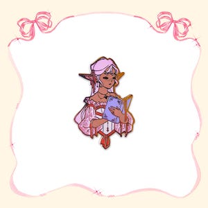 Elf Mage &quot;Martha&quot; Hard Enamel Pin | sorceress wizard girl fantasy anime book grimoire