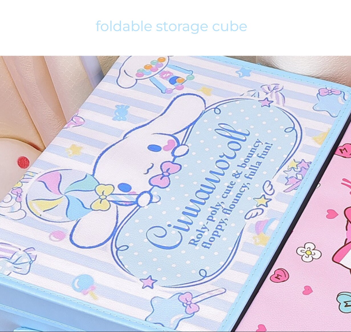 Moon Large Bin Organizer Sanrio Storage Foldable Basket Cinnamoroll Melody  pastel Sailor Sanrio Anime Cute Kawaiioffice Bedroom Study 